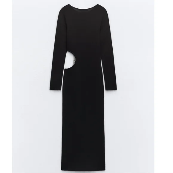 CHAIN APPLIQUÉ KNIT DRESS WITH CUT-OUT DETAIL SIZE M - Picture 5 of 10